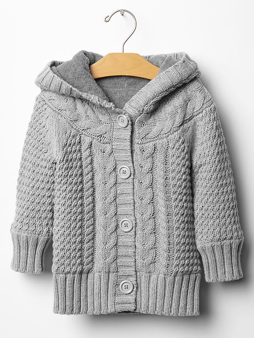 1 of 8 showing, with the color light heather gray of product Cable knit hoodie cardigan