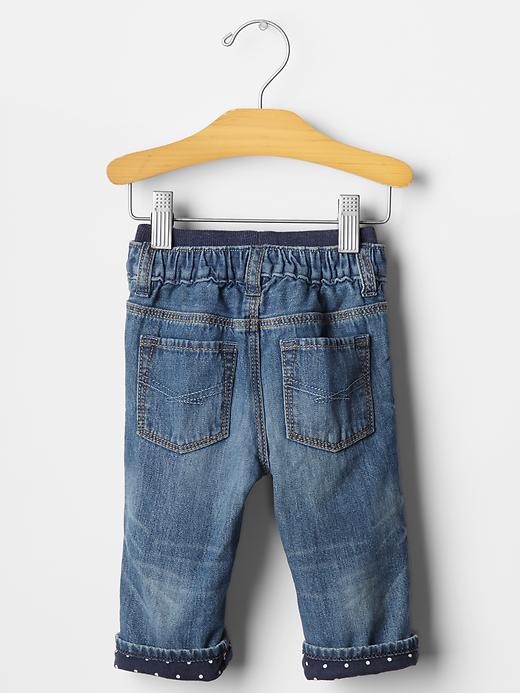 2 of 8 showing, with the color medium indigo of product Polka-dot lined boy fit jeans
