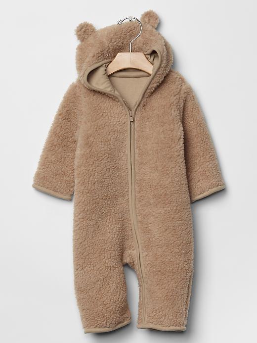 1 of 8 showing, with the color brown of product Sherpa bear one-piece