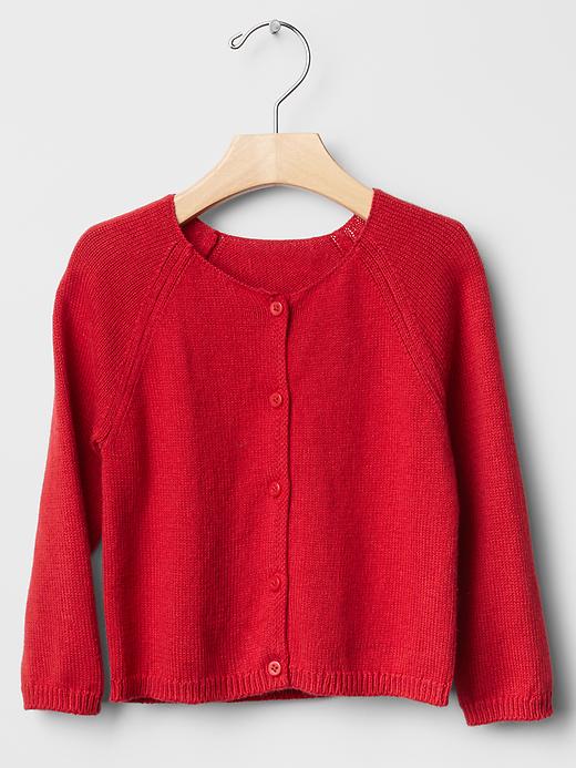 1 of 8 showing, with the color red of product Raglan cardigan
