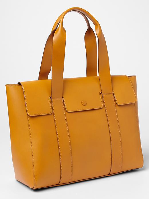 1 of 8 showing, with the color cognac of product Leather satchel