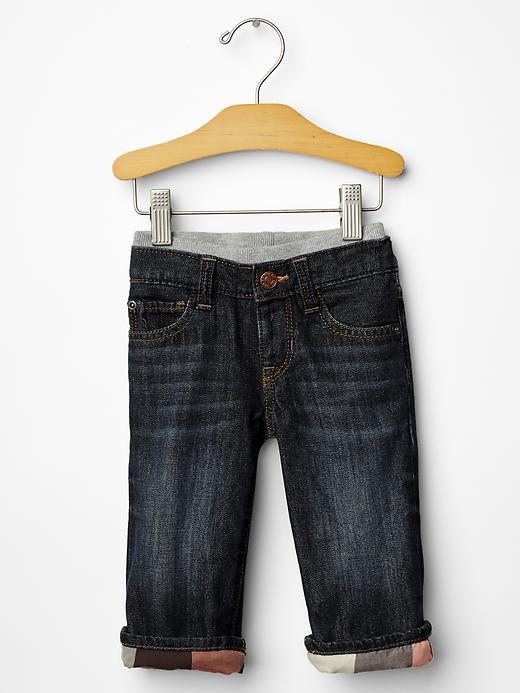 1 of 8 showing, with the color denim of product Lined pull-on original fit jeans