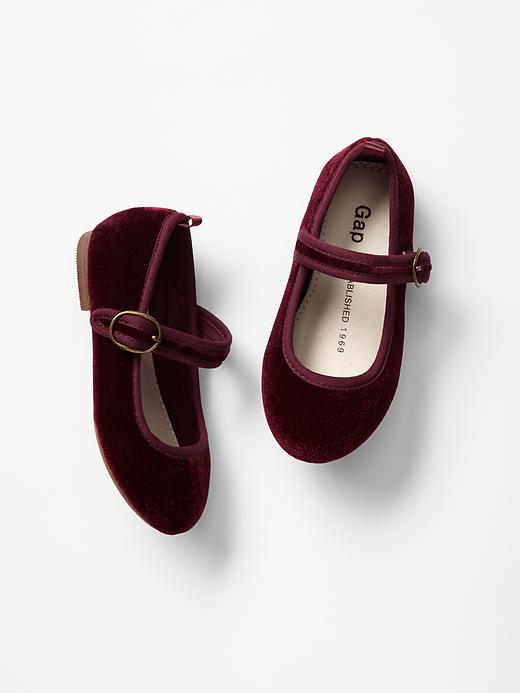 1 of 8 showing, with the color rich wine of product Velvet mary jane flats