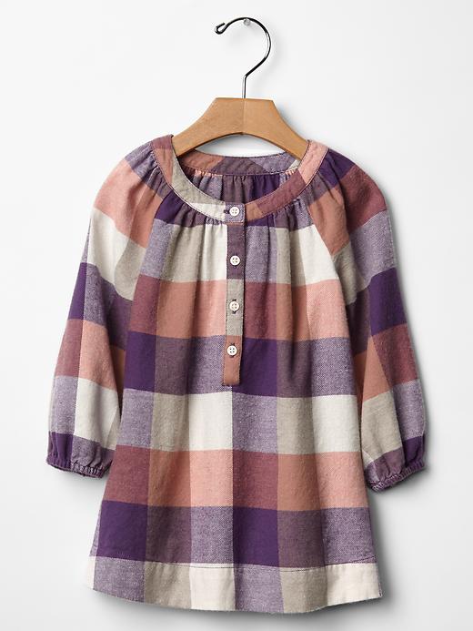 1 of 8 showing, with the color purple of product Checkered flannel dress