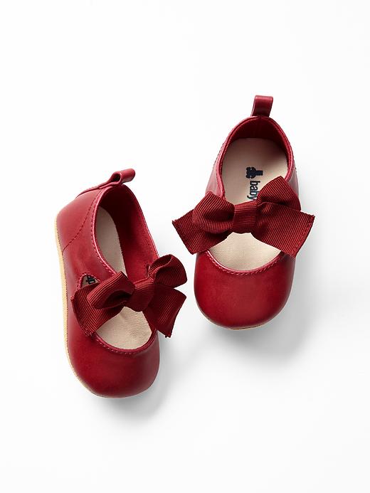 1 of 8 showing, with the color red of product Festive mary jane bow flats