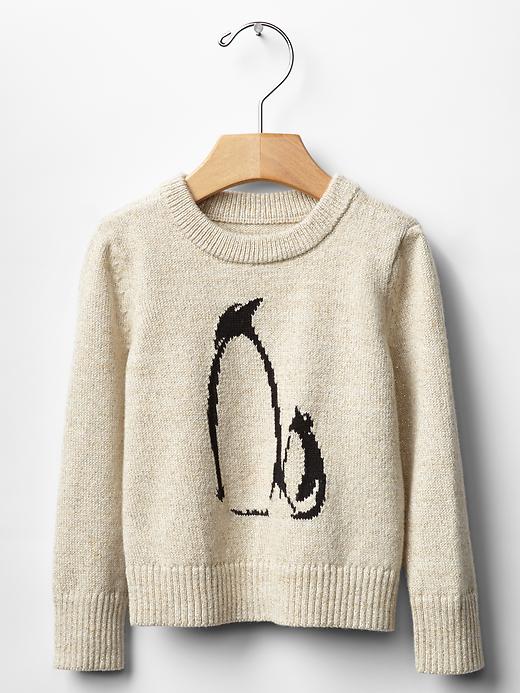 1 of 8 showing, with the color oatmeal heather of product Animal sweater