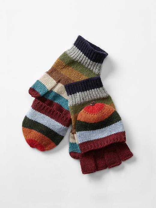 1 of 8 showing, with the color bas multi of product Holiday stripe convertible mittens