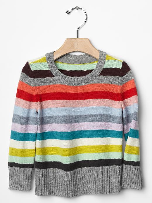 1 of 8 showing, with the color grey heather of product Holiday stripe sweater