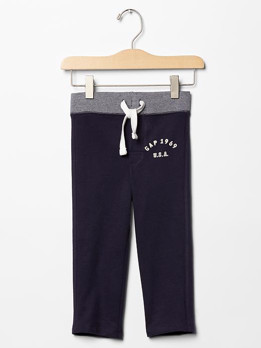 1 of 8 showing, with the color dark night of product Contrast-trim logo sweatpants