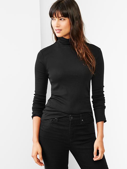 1 of 8 showing, with the color true black knit of product Supersoft turtleneck tee