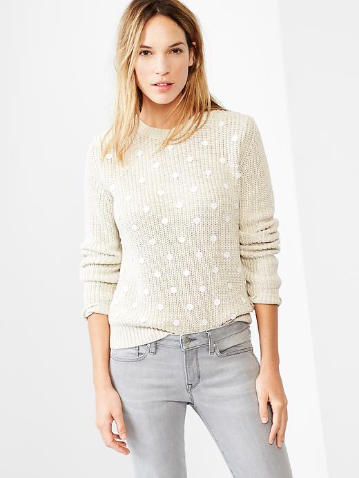 1 of 8 showing, with the color cream of product Sequin sweater