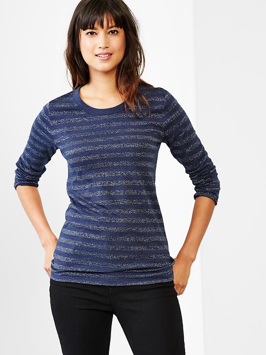 1 of 8 showing, with the color blue of product Metallic-stripe crew tee