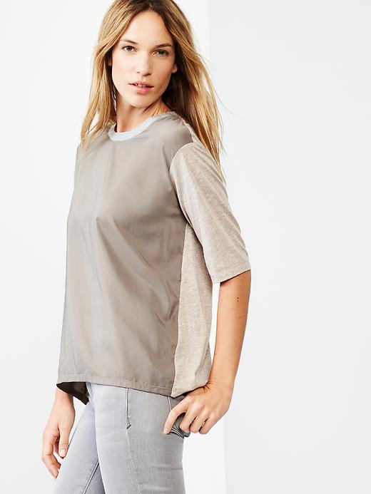 1 of 8 showing, with the color heather grey of product Mix-fabric tee