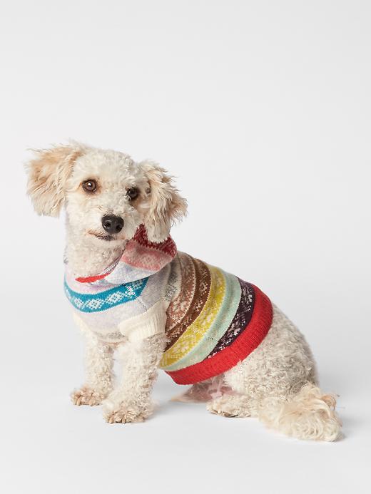 1 of 8 showing, with the color bright multi of product Holiday stripe dog sweater