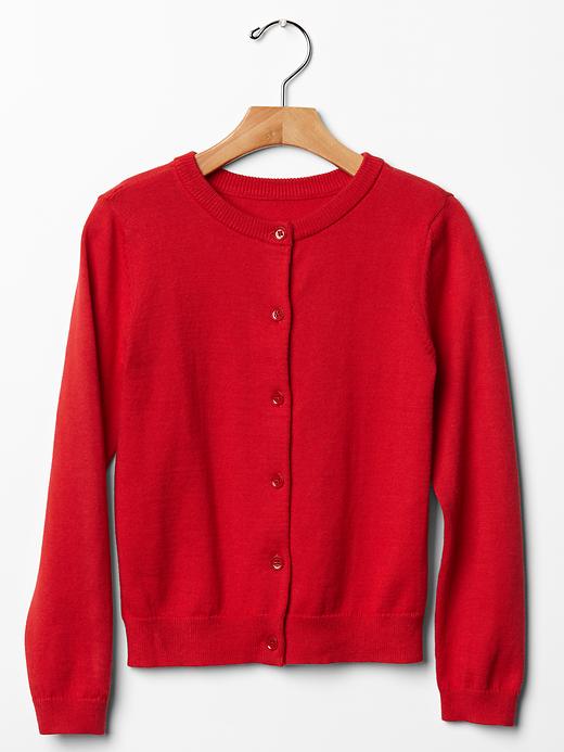 1 of 8 showing, with the color red of product Crewneck cardigan