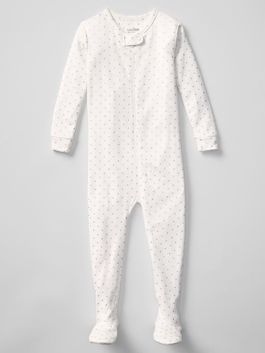 1 of 8 showing, with the color white of product Glitter dot footed sleep one-piece