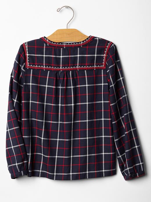 2 of 8 showing, with the color dark night of product Plaid embroidered top