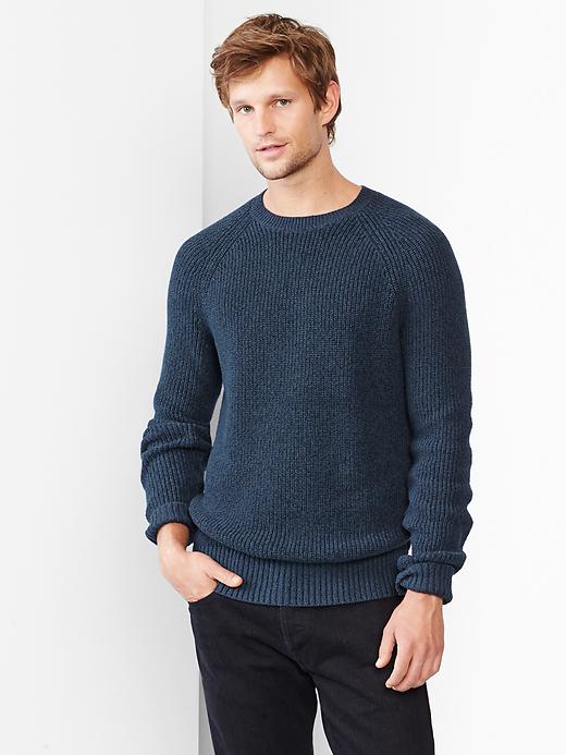 1 of 8 showing, with the color navy of product Marled crewneck sweater