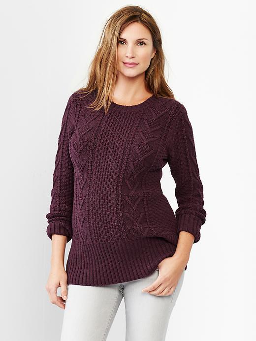 1 of 8 showing, with the color plum heather of product Cable knit sweater