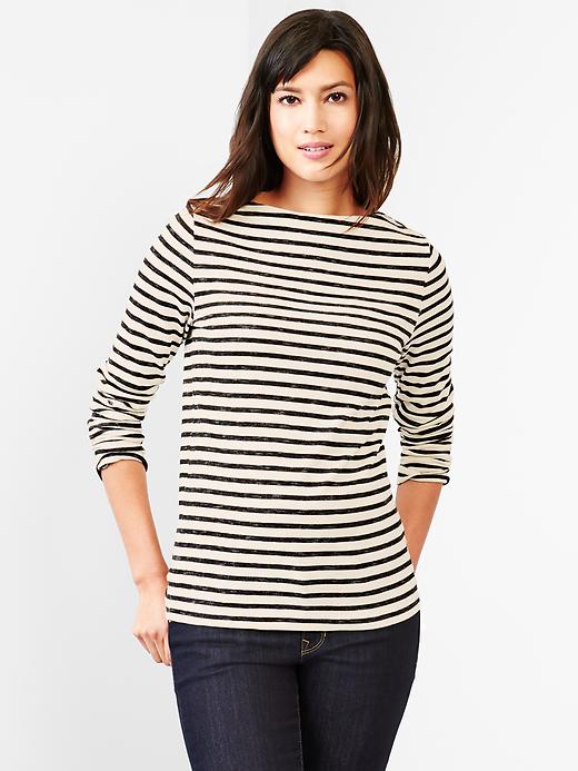View large product image 1 of 1. Stripe boatneck tee
