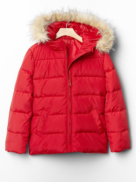 1 of 8 showing, with the color red of product Warmest fur-trim puffer jacket