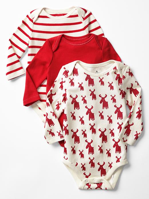 1 of 8 showing, with the color new nordic red of product Festive bodysuit (3-pack)