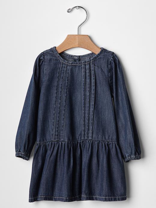 Image number 1 showing, Denim pintuck dress