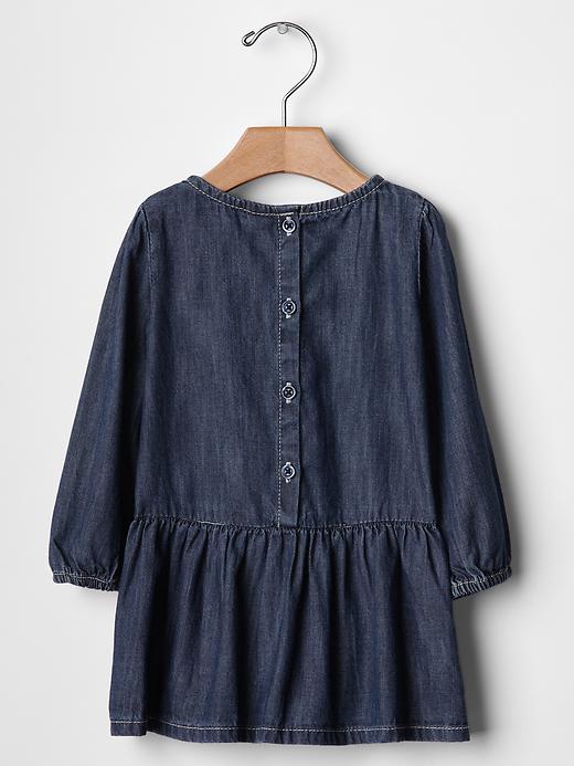 2 of 8 showing, with the color chambray of product Denim pintuck dress