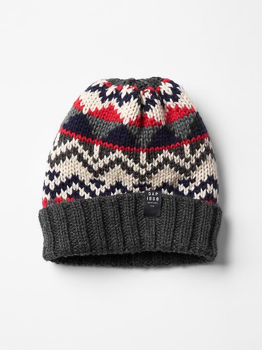 1 of 8 showing, with the color oatmeal heather of product Large fair isle beanie