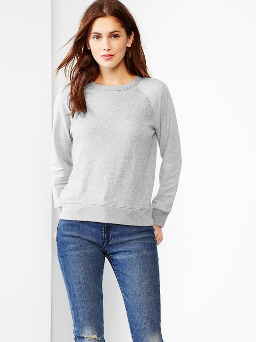 1 of 8 showing, with the color heather gray of product Reverse terry raglan sweatshirt