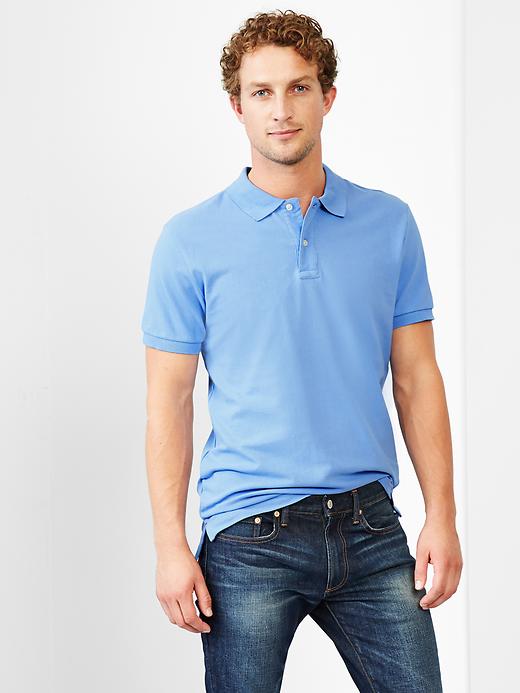1 of 8 showing, with the color rain of product Modern pique polo