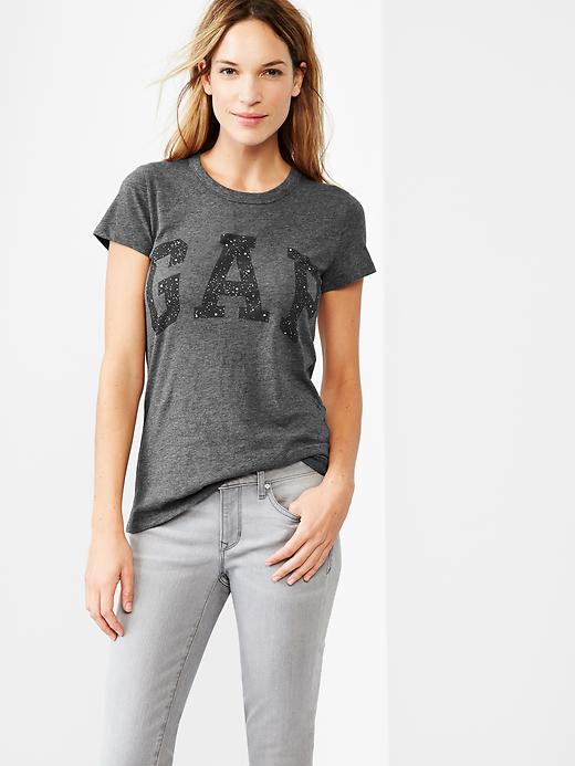 1 of 8 showing, with the color sparkle heather grey of product Sparkle logo tee