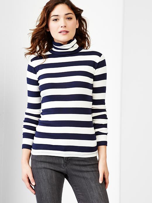 1 of 8 showing, with the color dark night of product Supersoft stripe turtleneck tee