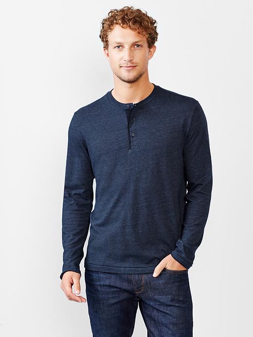 1 of 8 showing, with the color dark night of product Tri-blend henley