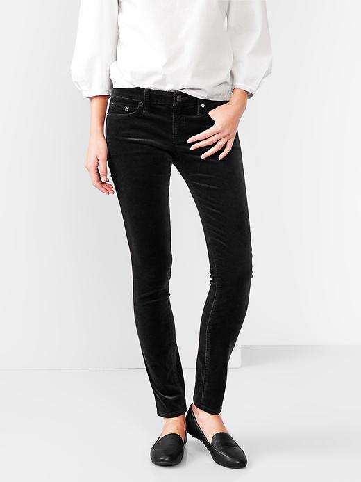 1 of 8 showing, with the color true black of product 1969 velvet always skinny pants
