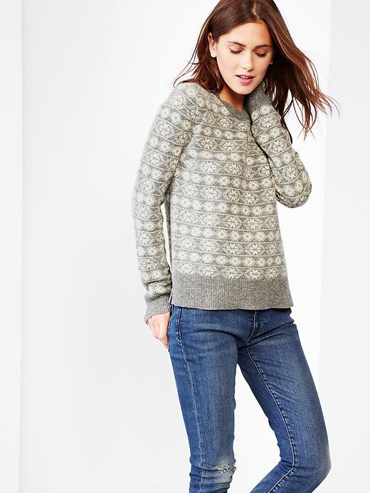 1 of 8 showing, with the color charcoal gray of product Fair isle wool sweater