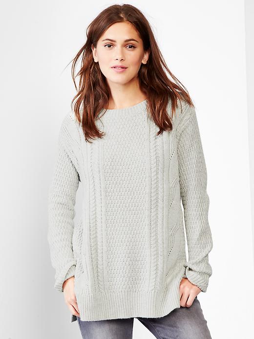 1 of 8 showing, with the color cream of product Boyfriend cable knit sweater