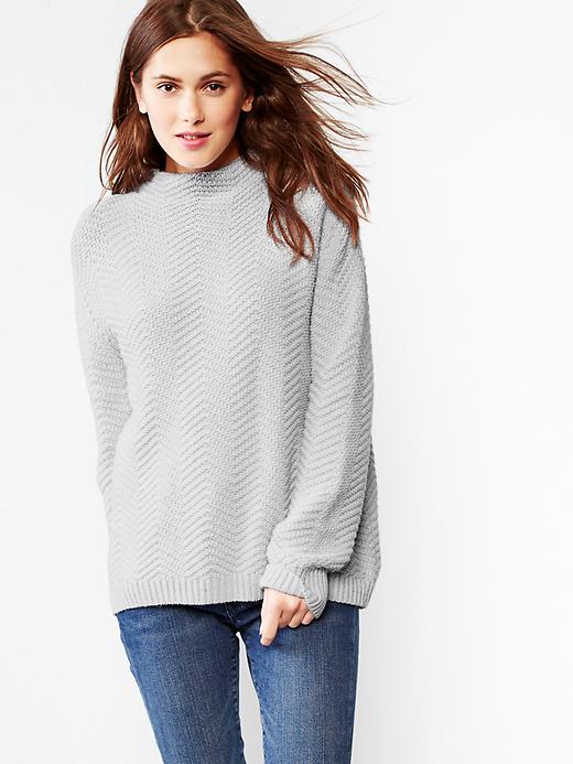 1 of 8 showing, with the color grey matter of product Zig-zag mockneck sweater
