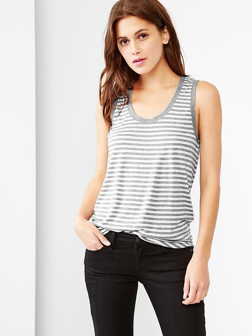 1 of 8 showing, with the color gray stripe of product Stripe fluid shirttail tank