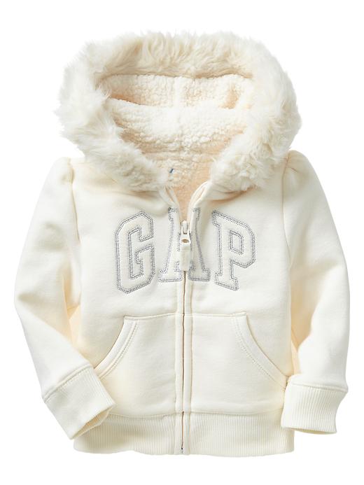 0Os archive GAP fur zip hoodie Y2K ホワイト Factory faux-fur arch logo zip hoodie | Gap