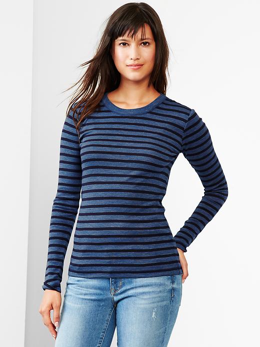 1 of 8 showing, with the color blue stripe of product Supersoft stripe crew tee