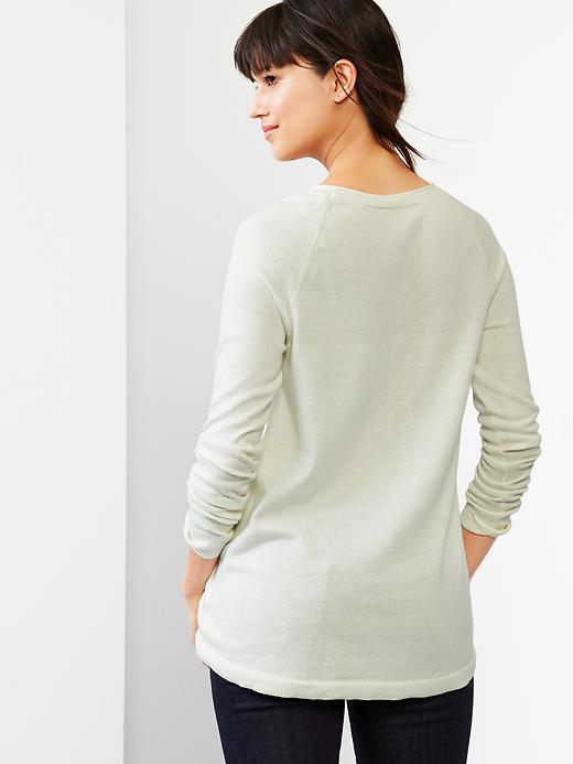 2 of 8 showing, with the color navy heather of product Boyfriend colorblock raglan sweater