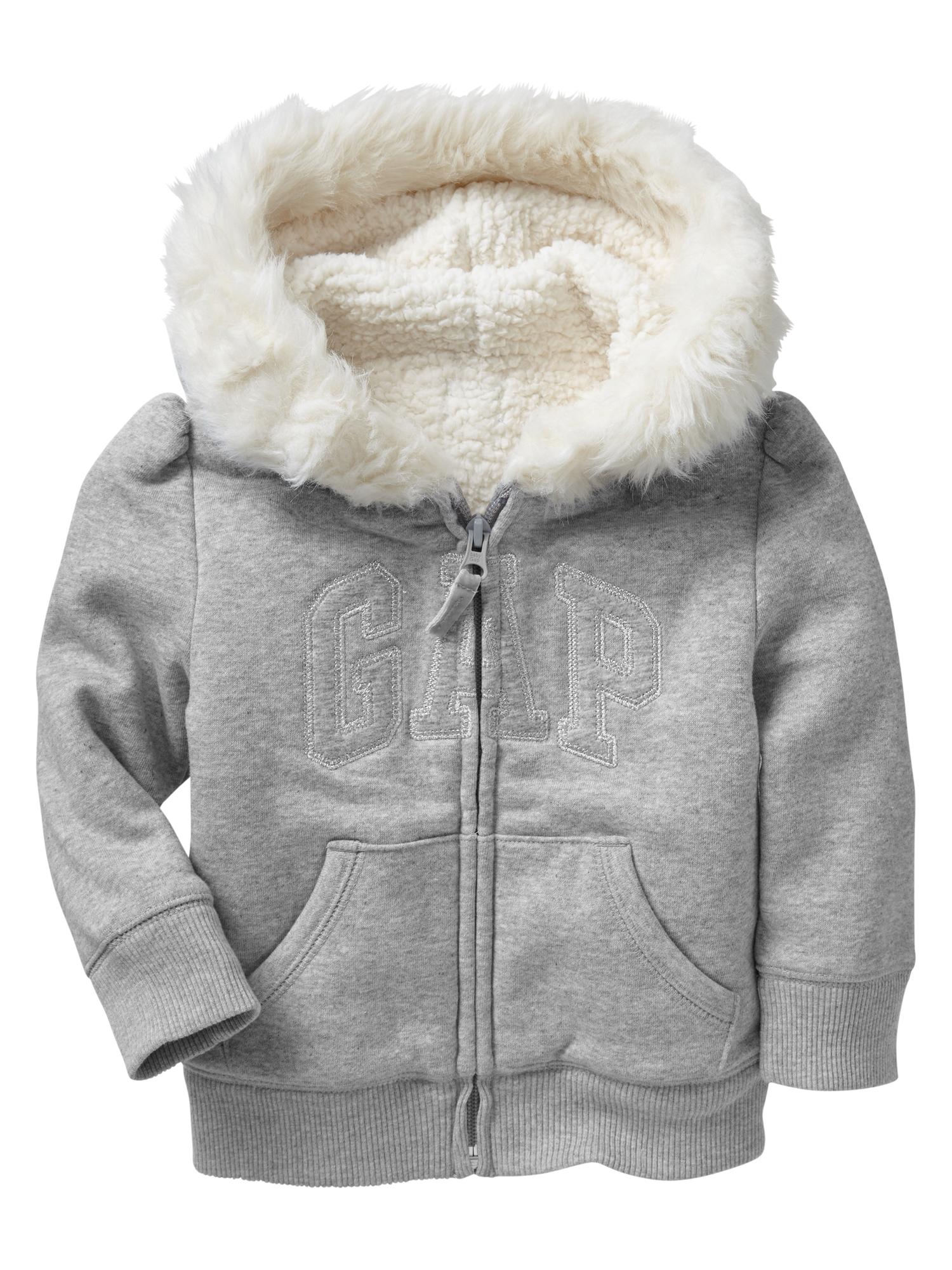 Factory faux-fur arch logo zip hoodie | Gap