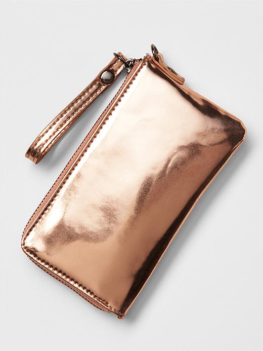 1 of 8 showing, with the color rose gold of product Iridescent metallic wristlet