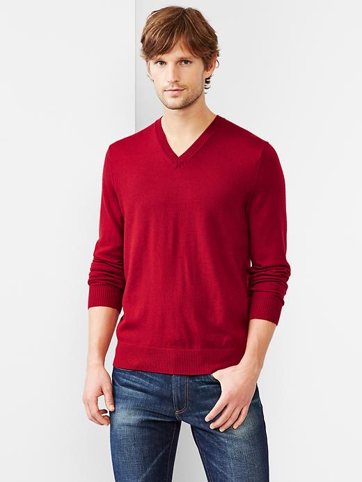 View large product image 1 of 2. Merino V-neck sweater
