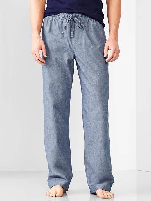 1 of 8 showing, with the color blue of product Chambray PJ pants