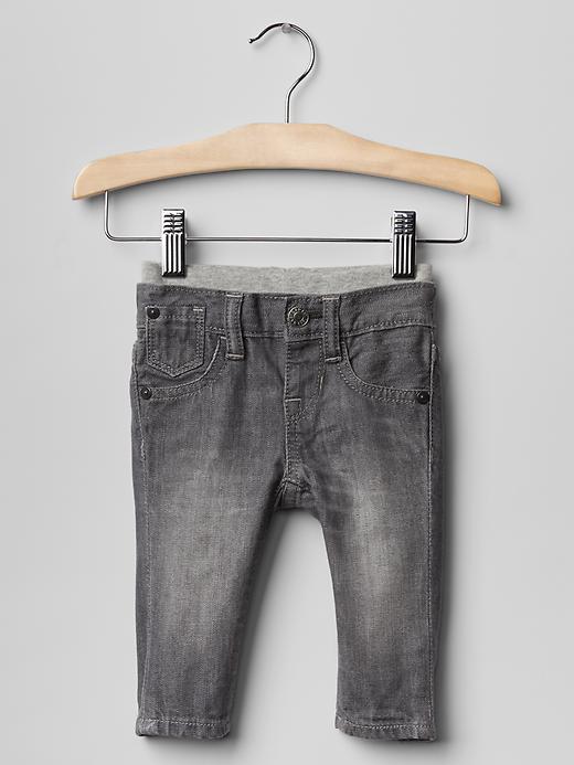 1 of 8 showing, with the color grey denim of product Pull-on slim jeans