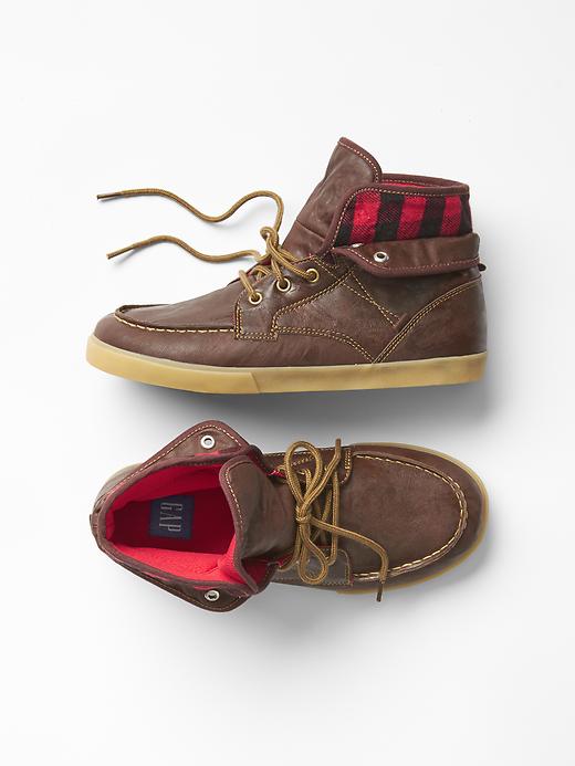 1 of 8 showing, with the color brown of product Plaid hi-top sneakers