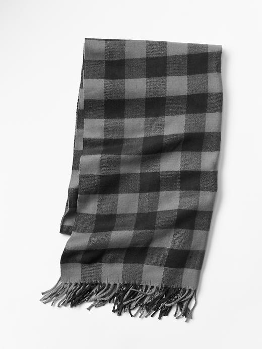 1 of 8 showing, with the color true black of product Buffalo plaid scarf