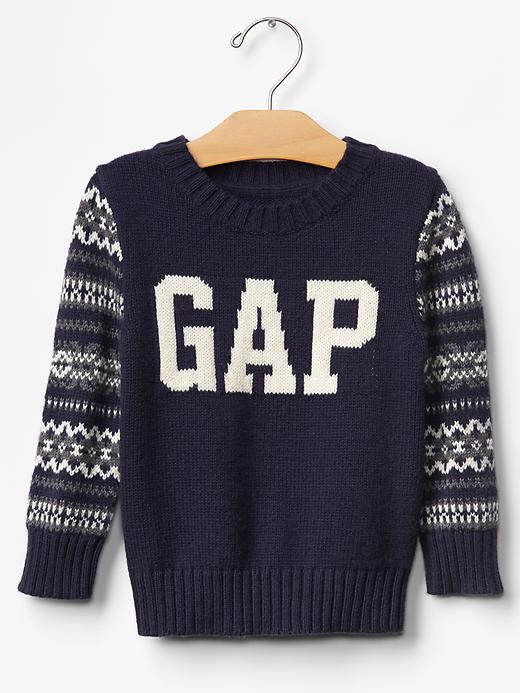 1 of 8 showing, with the color dark night of product Fair isle logo sweater